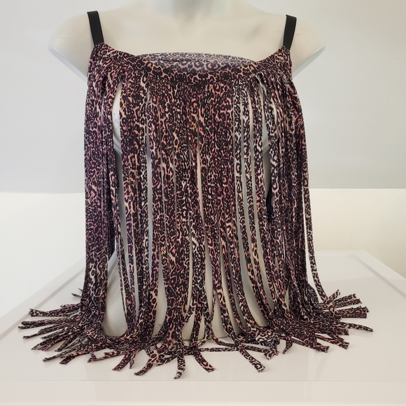 Marciano Cheetah Print 90s Fringe Camisole Top - Picture 5 of 9